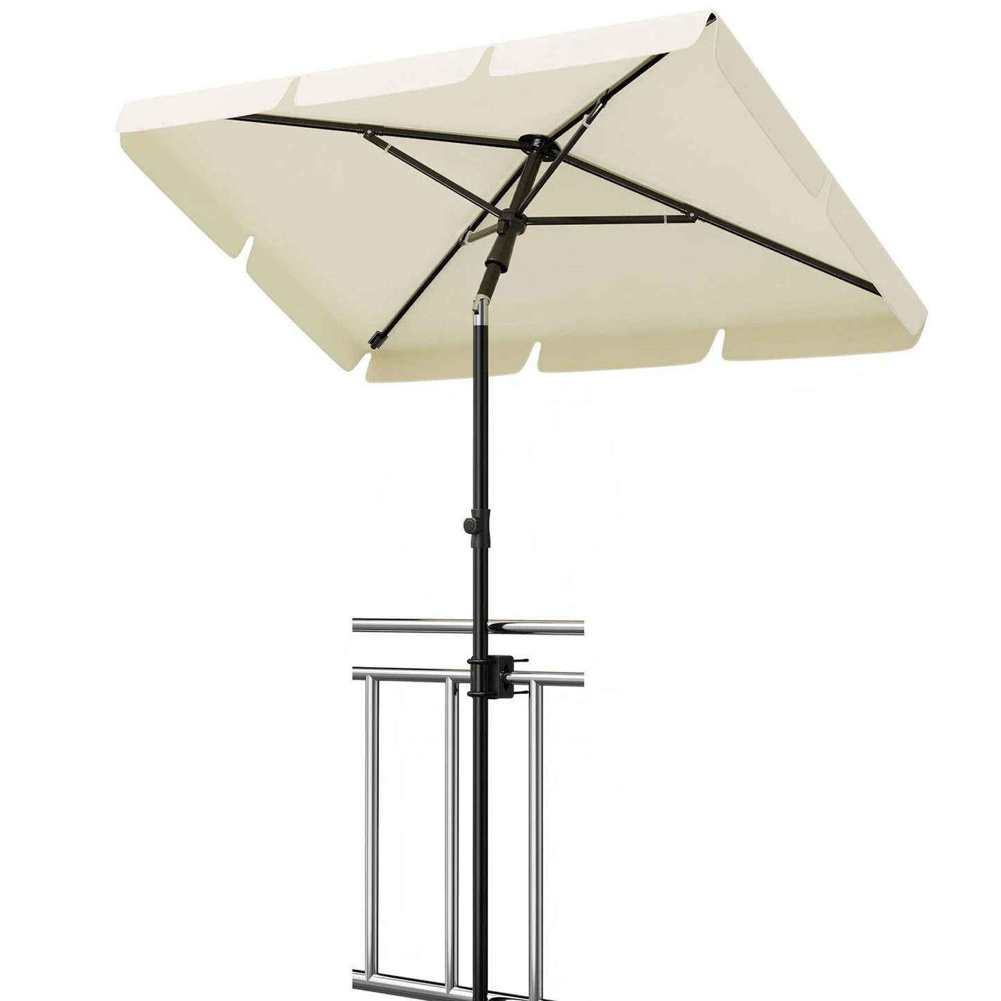 Parasol rectangulaire pour balcon 200x125cm UV50+, inclinable et réglable en hauteur, avec support et sac de transport pour balcon et jardin