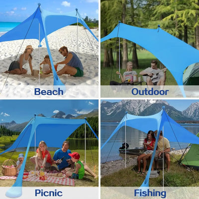 Tente de Plage Pare-Soleil – Protection UV 98%, Légère & Portable, 1-3 Personnes