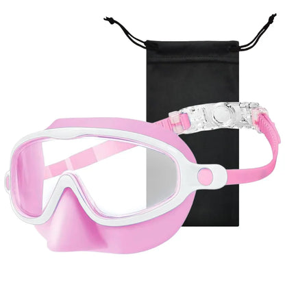 Lunettes de natation enfant avec couvre-nez – Vision panoramique, anti-buée & protection UV 99% | 3-12 ans