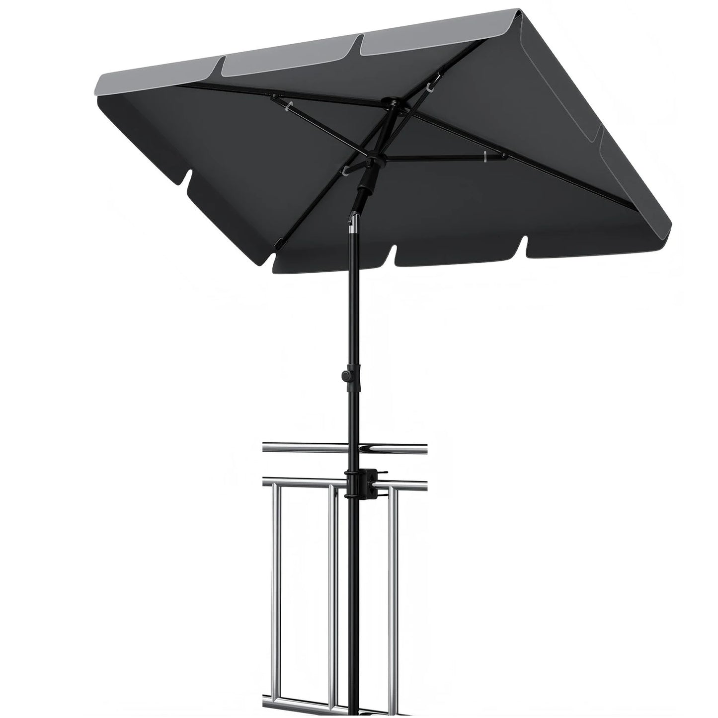 Parasol rectangulaire pour balcon 200x125cm UV50+, inclinable et réglable en hauteur, avec support et sac de transport pour balcon et jardin