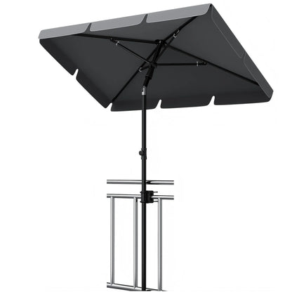 Parasol rectangulaire pour balcon 200x125cm UV50+, inclinable et réglable en hauteur, avec support et sac de transport pour balcon et jardin