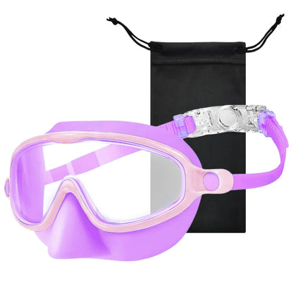 Lunettes de natation enfant avec couvre-nez – Vision panoramique, anti-buée & protection UV 99% | 3-12 ans